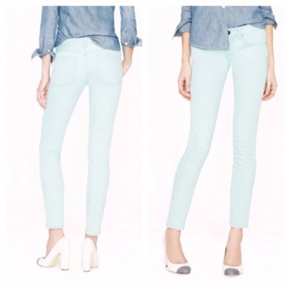 J. Crew 96142 Toothpick Aqua Ankle Jeans Size 25